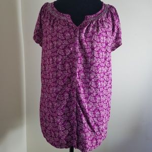 Faded Glory Button Down Blouse With Floral pattern